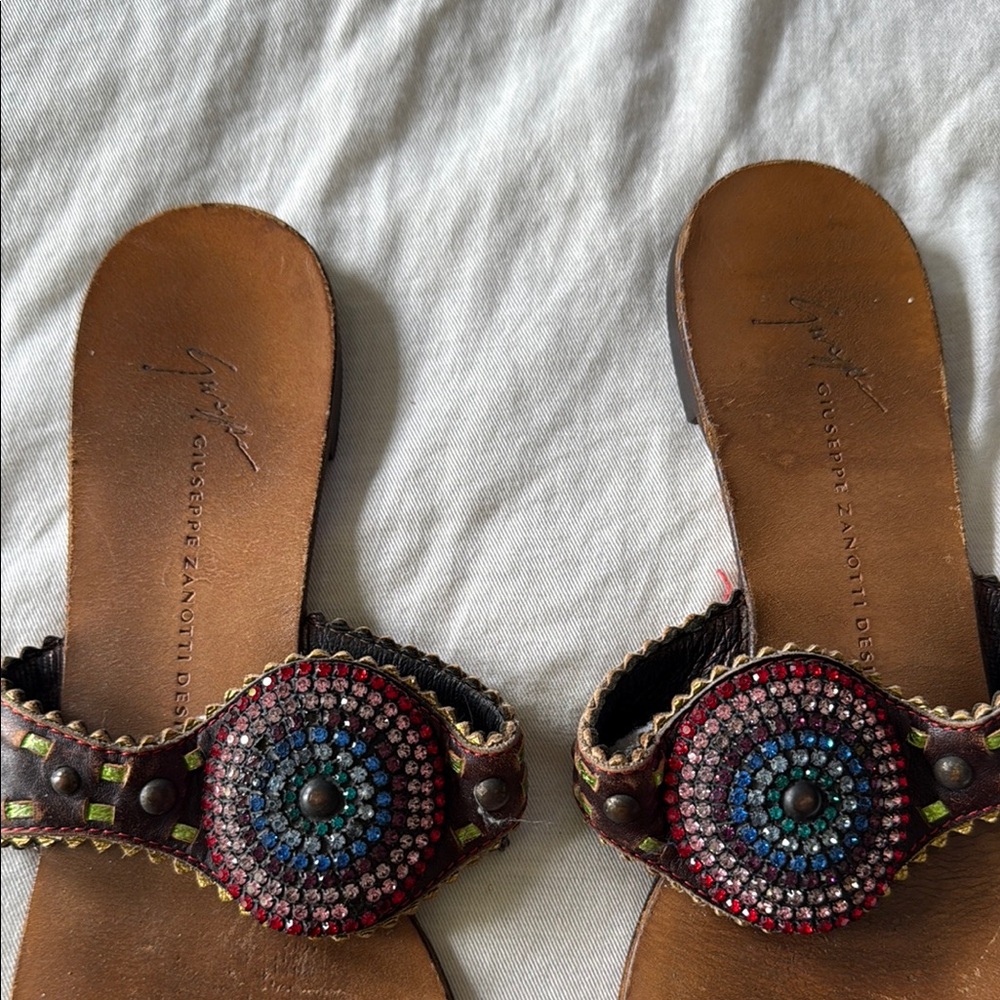 Giuseppe Zanotti Brown Sandals with Toe Ring Design size 8 - Picture 4 of 6